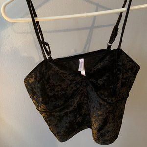 Brand New from Target Size L Black Velvet Long Line Bralette, Satin Lined